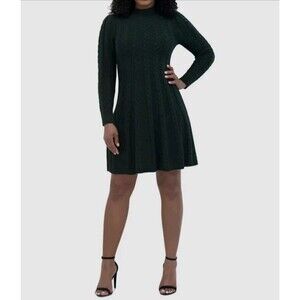 Jessica Howard Women's Green Knit Long-Sleeve Sweater Dress Size XL